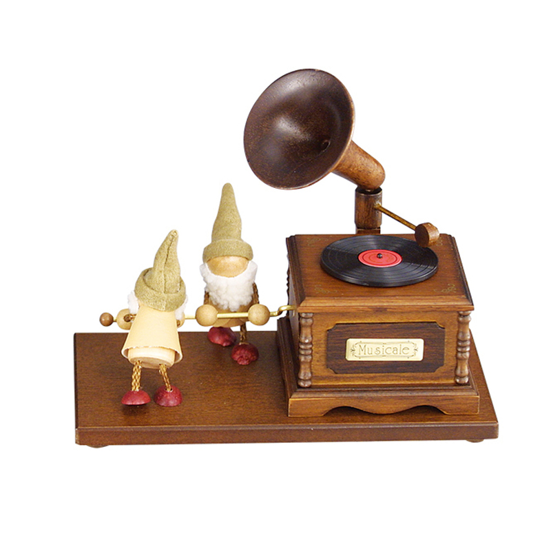 SL093木質娃娃留聲機音樂盒