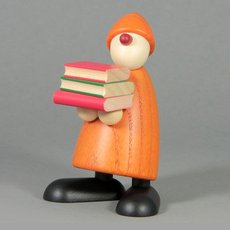 50130 拿著書本穿橘色衣帽的男生，高度9cm Köhler