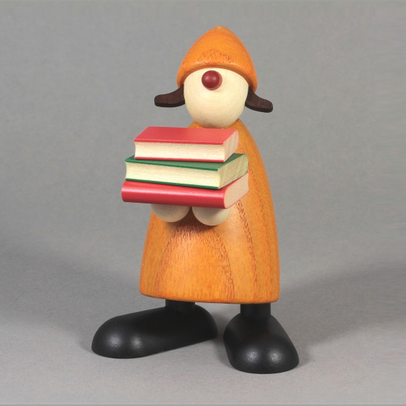 50131 拿著書本穿橘色衣帽的女生，高度9cm Köhler