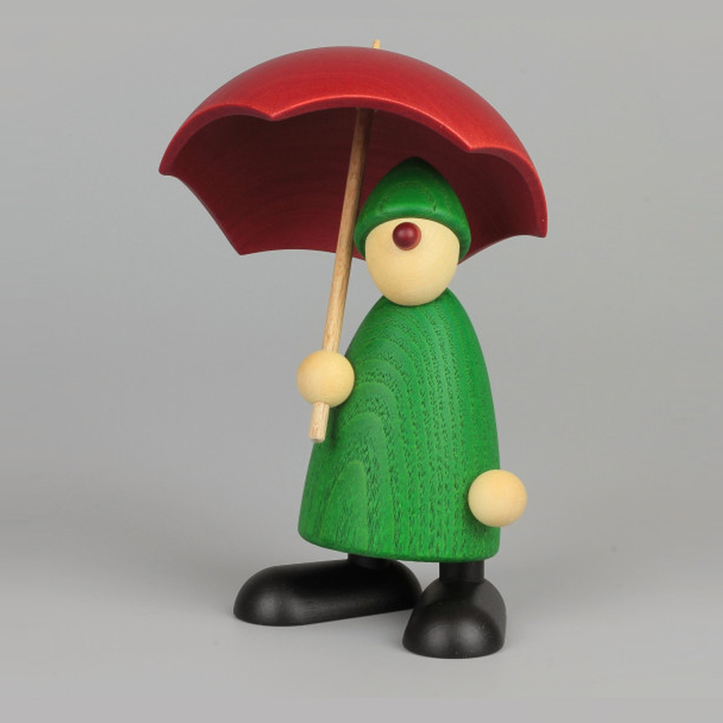 50150 撐著傘穿綠色衣帽的男生，高度9cm Köhler